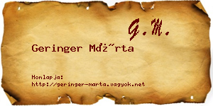 Geringer Márta névjegykártya